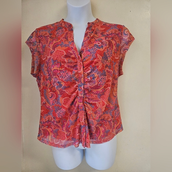 Le Sereia- Top Women's XXL Paisley Print - Red and Blue - Picture 1 of 6